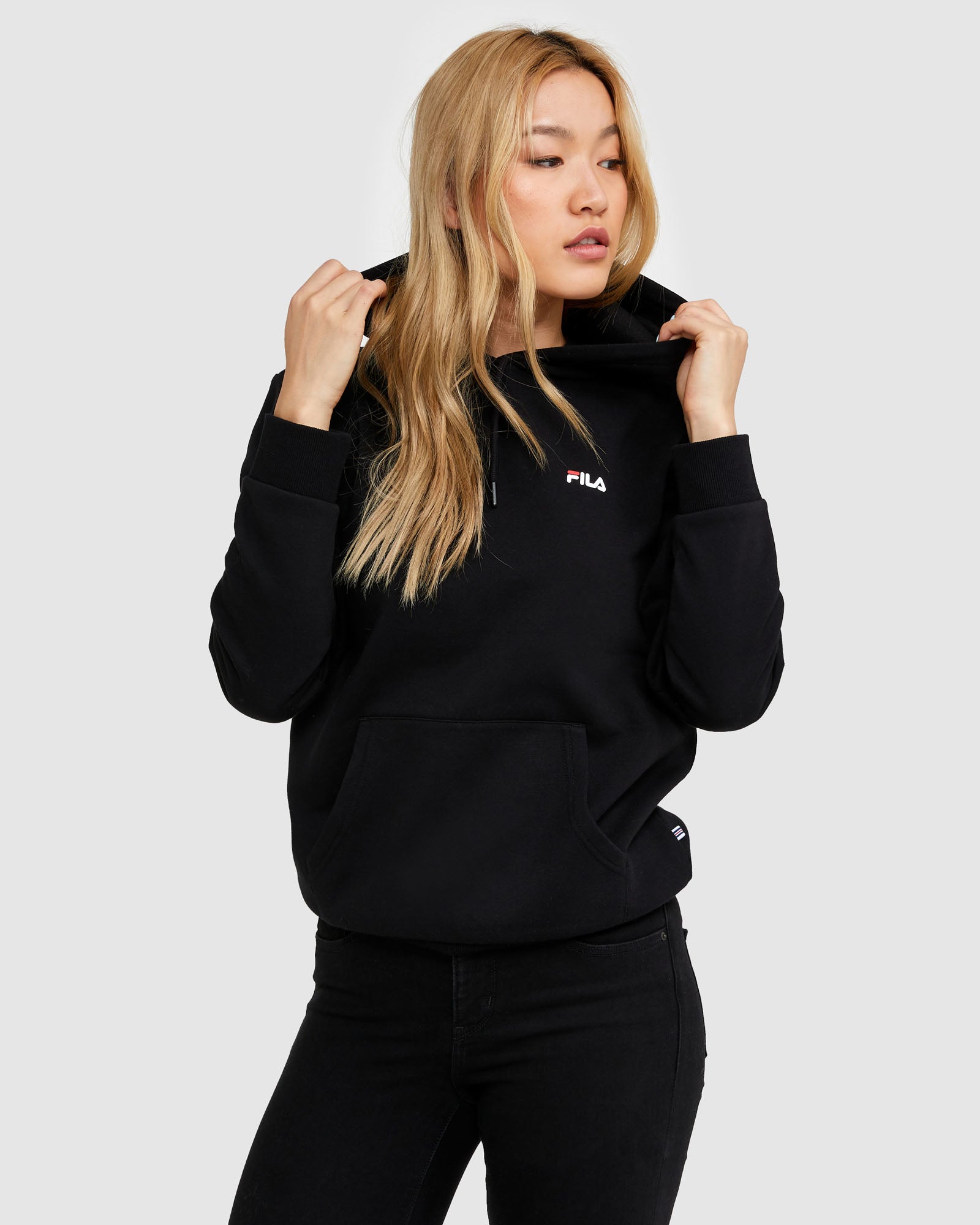 Black fila hoodie women's sales